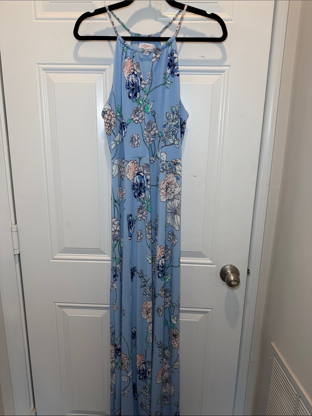 Candie's Sky Blue Floral Maxi Dress with Pink & Navy Blooms